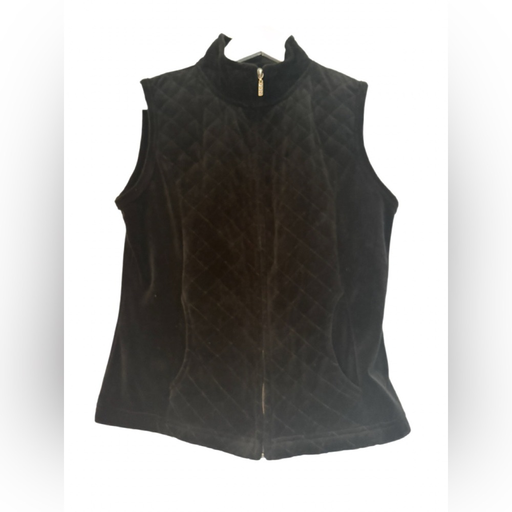 Vintage White Stag Black Size Small Quilted Velvet Vest 90s/Y2K